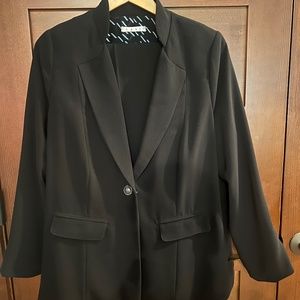 CAbi Style 717 City Blazer Women's Black One Button Lined Blazer Pockets Size 14